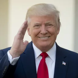 President Donald Trump smiling and waving. Based on the official 2025 White House portrait by Daniel Torok.